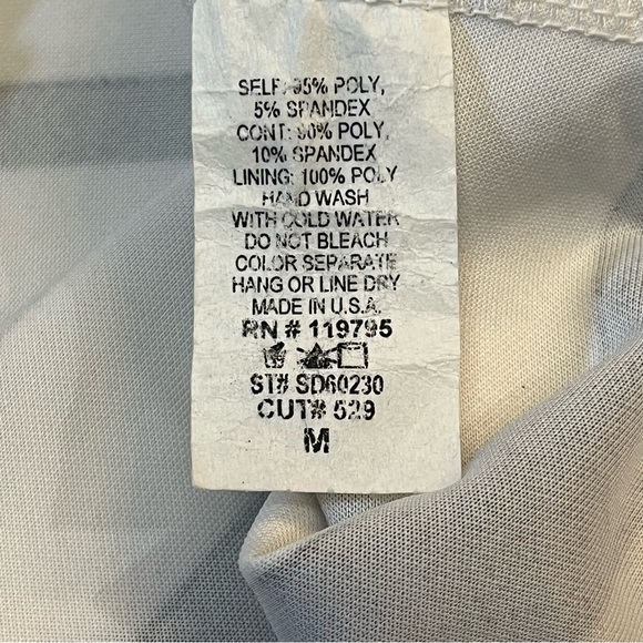 Buttons Horizontal Striped Dress Mesh Panel Black/White Medium - Picture 7 of 8